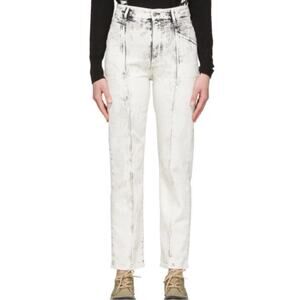Stella McCartney White Acid-wash Galaxy Seam Jeans size 26 Tapered Ankle Cotton